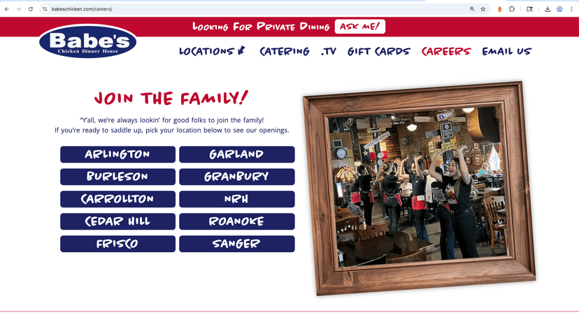 Babe's Chicken Website with HeyHire Integration